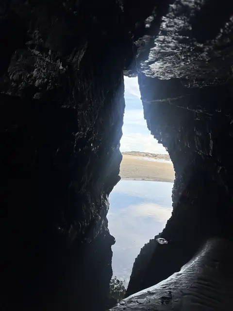 Looking out from a sea cave at Playa Ventanas