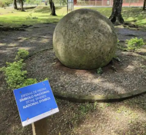 A stone sphere in the Palmar Sur park, a national symbol of Costa Rica