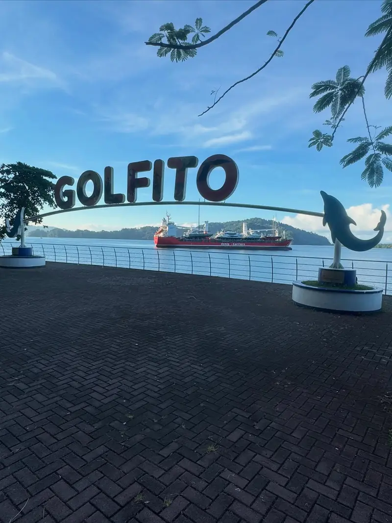 The colorful GOLFITO sign on the waterfront